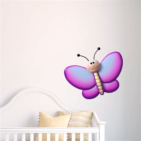 3d Purple Butterfly Printed Wall Decal