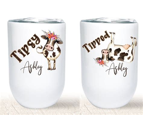 Tipsy Cow Funny Wine Tumbler 12 Ounce Stainless Steel Tumbler 12 Oz
