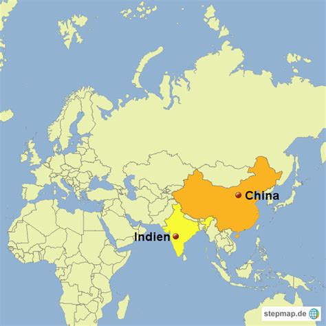 Landkarten erstellen war nie einfacher! StepMap - China/Indien - Landkarte für Deutschland