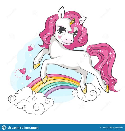 Unicolittle Unicorn With Pink Mane Stock Vector Illustration Of Pink