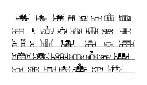 Miscellaneous Tables And Chairs Elevation Blocks Cad