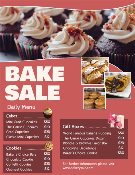 Bakery And Deli Menu Price List Template Terra Cotta Bake Sale