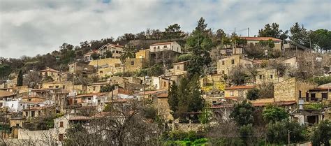 Cyprus Arsos Village Houses Panorama Landscape View Troodos