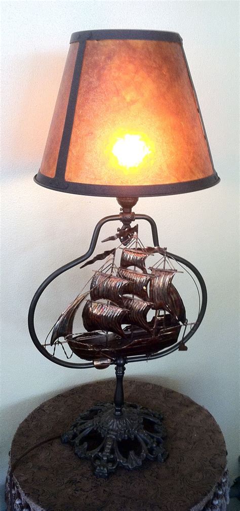 Handcrafted Sailing Ship Table Lamp This Lamp Features A Vintage