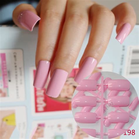 24pcs Flat Ultra Long Acrylic Nail Tips Princess Pink Fake Nails Full