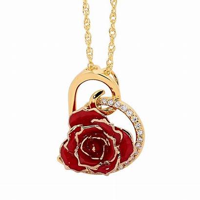 Heart Rose Gold Pendant 24k Glazed Jewelry