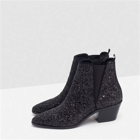 Zara Sparkle Ankle Boots In Black Lyst