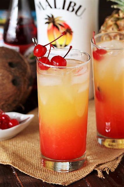 Malibu Sunrise Cocktail Rum Drinks Recipes Drinks Alcohol Recipes Fruity Alcohol Drinks