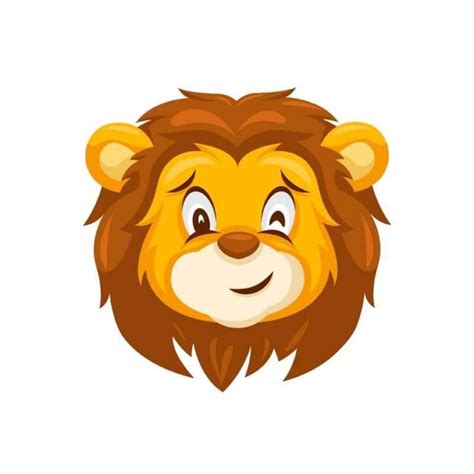 Cute Wink Lion Face Emoticon Expression Illustration Lion King Lion