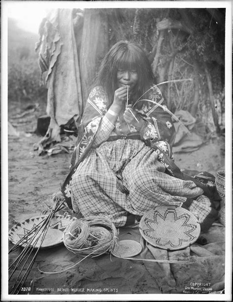 Havasupai Indian Woman Basket Maker Weaving Splints Ca1900 Native