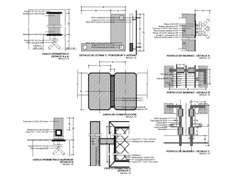 Metallic Gate Structure Board Of Construction Cad Drawing Details Dwg