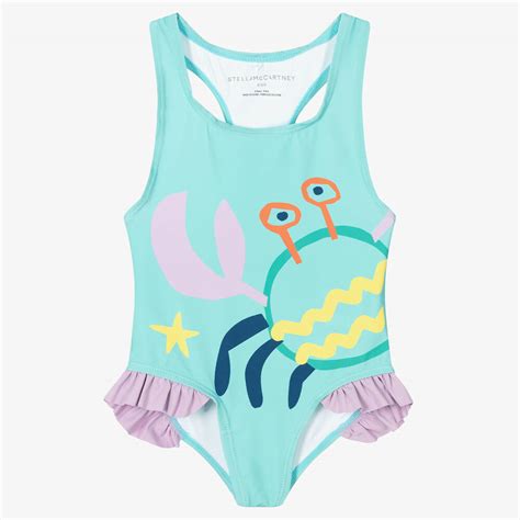 Stella Mccartney Kids Girls Blue Swimsuit Upf50 Childrensalon Outlet