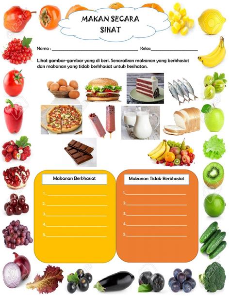 Worksheets Prasekolah Lembaran Kerja Makanan Berkhasiat Dan Tidak