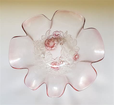 Mikasa Crystal Pink Flowers Inch Hostess Bowl Rosella Pattern