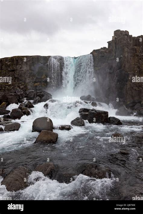 Oxarafoss Waterfall Thingvellir Park Iceland Stock Photo Alamy