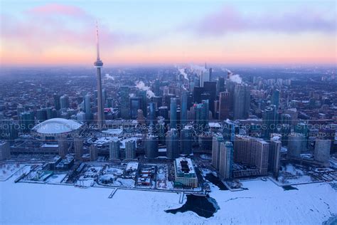 Aerial Photo Toronto Skyline During Winter
