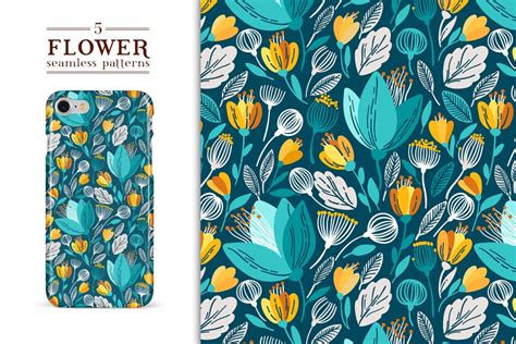 Download floral pattern stock vectors. Floral pattern in 5 colors | Custom-Designed Graphic ...
