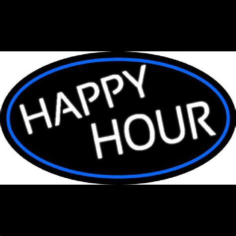Custom Happy Hours Oval With Blue Border Neon Sign Usa Custom Neon