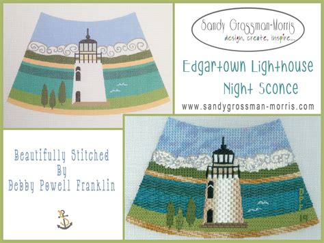 Edgartown Lighthouse Needlepoint Night Sconce By Lifestyle Designer