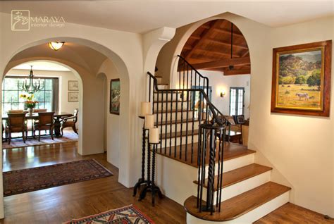 Old California Mission Style Staircase Foyer Mediterranean Entry