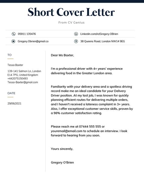 Good Cover Letter Examples For Uk Jobs In