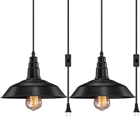 Fadimikoo Plug In Pendant Light Industrial Hanging Lights With Plug In