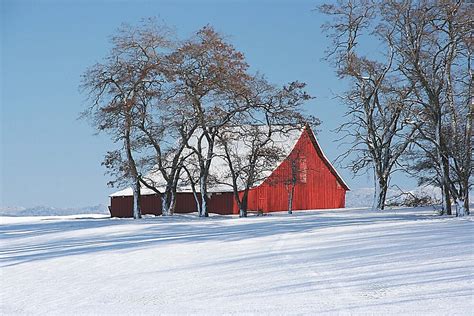 Old Red Barn On A Winter Day In Eastern Washingtons Palouse Country