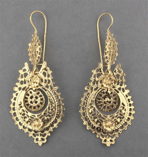Portuguese Gold Filigree Earrings Bridal Gold Jewellery Designs
