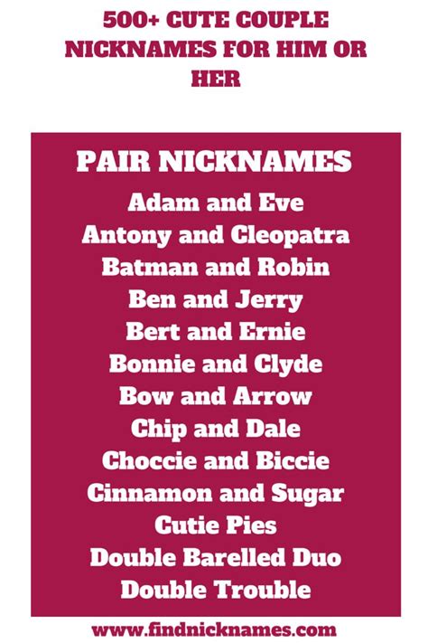 500 Cute Couple Nicknames For Him Or Her — Find Nicknames Cute