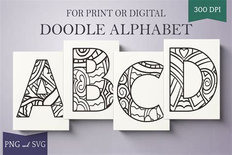 Alphabet Doodle Letters Capital A Z Graphic By Digital To Art