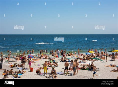 Beach Along The Black Sea Odessa Ukraine Stock Photo Alamy