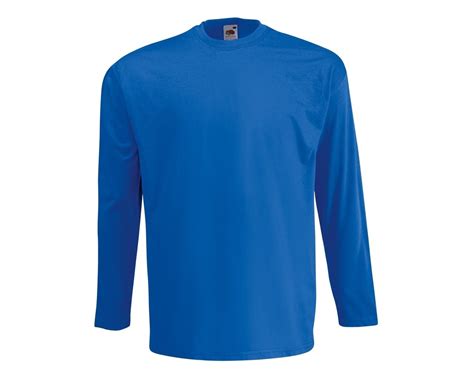 This top is featured in a royal blue colorway with a white trefoil logo and brand name screen printed on the front. Fruit Of The Loom Valueweight Long Sleeve T-Shirt, 61038 ...