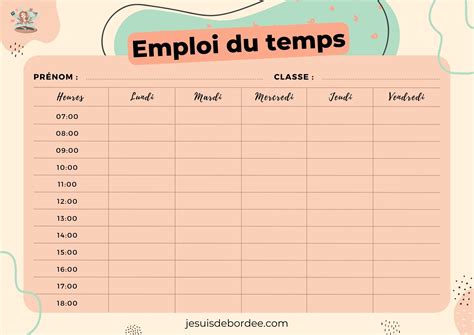 Emploi Du Temps à Imprimer Je Suis Débordée