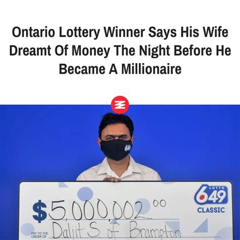 Ontario Lottery Winner Says His Wife Dreamt Of Money The Night Before He Became A Millionaire In