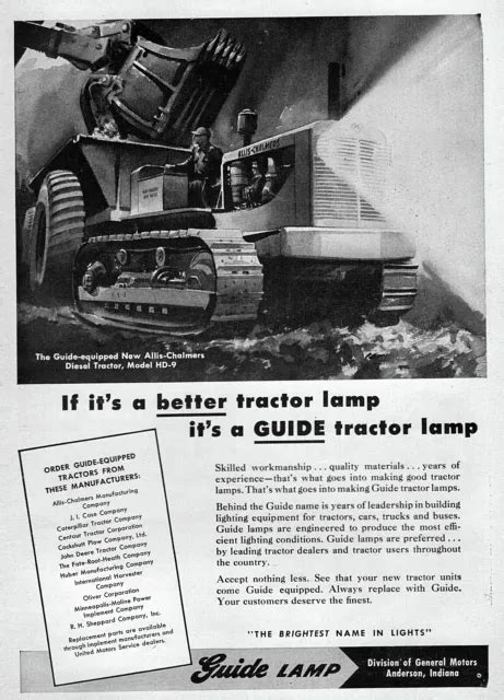 1951 Allis Chalmers Hd 9 Crawler Tractor Original Gm Guide Lamp Print