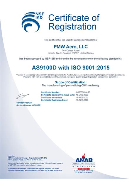 As9100d Certification Pmw Aero