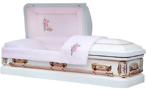 Overnight Caskets Funeral Casket Primrose White Silver Rose Finish