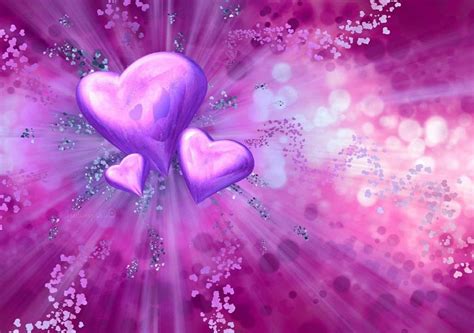 Download Cute Pink Purple Hearts Graphic Art Wallpaper