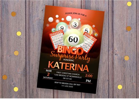 ORANGE Surprise Bingo Invitation. Bingo Balls Birthday | Etsy