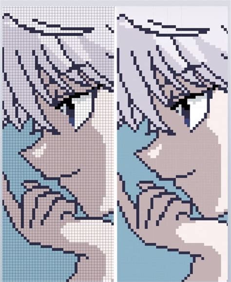 Anime Pixel Art On Grid