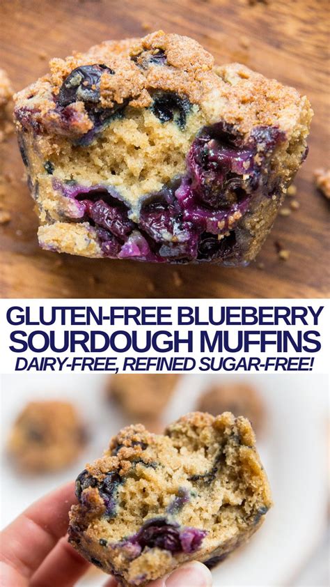 Df is my new one for dairy free, turns out i am allergic! Gluten-Free Blueberry Sourdough Muffins | Low sugar dessert recipes, Sourdough muffins, Gluten ...