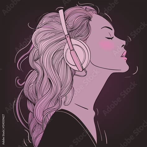Beautiful Girl With Headphones Stock Image And Royalty Free Vector