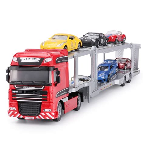 Alloy Diecast Double Deck Car Transporter Flat Bed Trailer Truck 150