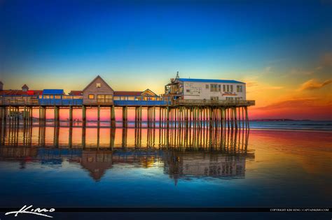 Old Orchard Beach Sunset At The Pier In Maine Royal Stock Photo