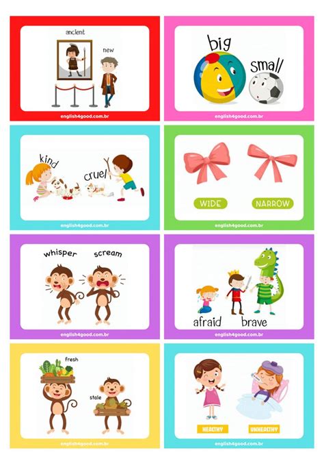 Printable Opposites Flash Cards