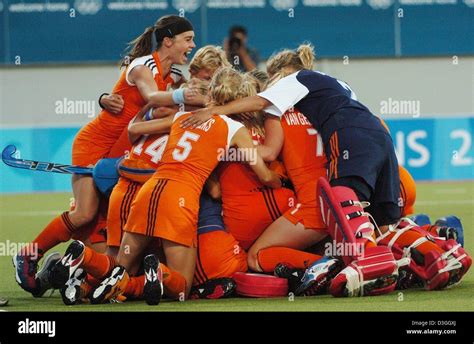 Dpa The Womens Field Hockey Team From The Netherlands Form A Pile