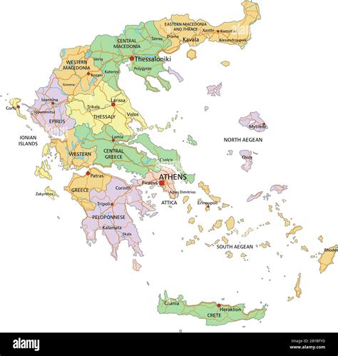 Grecia Mappa Politica Modificabile E Molto Dettagliata Con