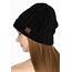 Black Chenille Wide Ribbed Knit CC Beanie Hat
