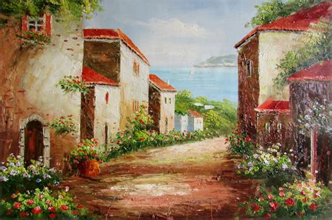Tuscany Italy Landscape 7 Quality Hand Painted Oil Painting 24x36in