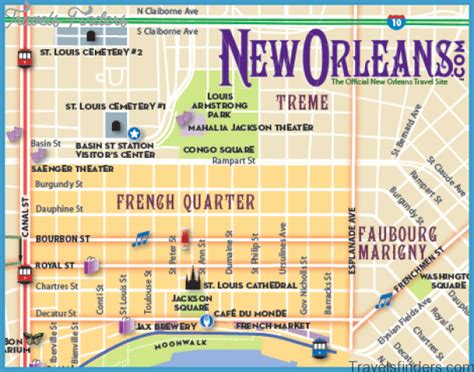 New Orleans Map Tourist Attractions TravelsFinders Com